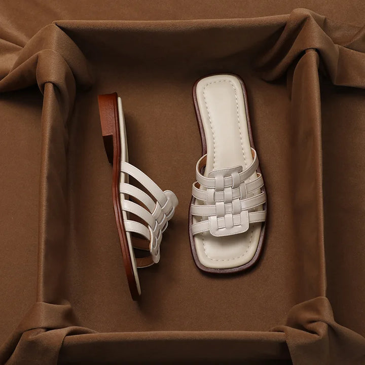 Andreanne | Hand Woven Square Toe Slides