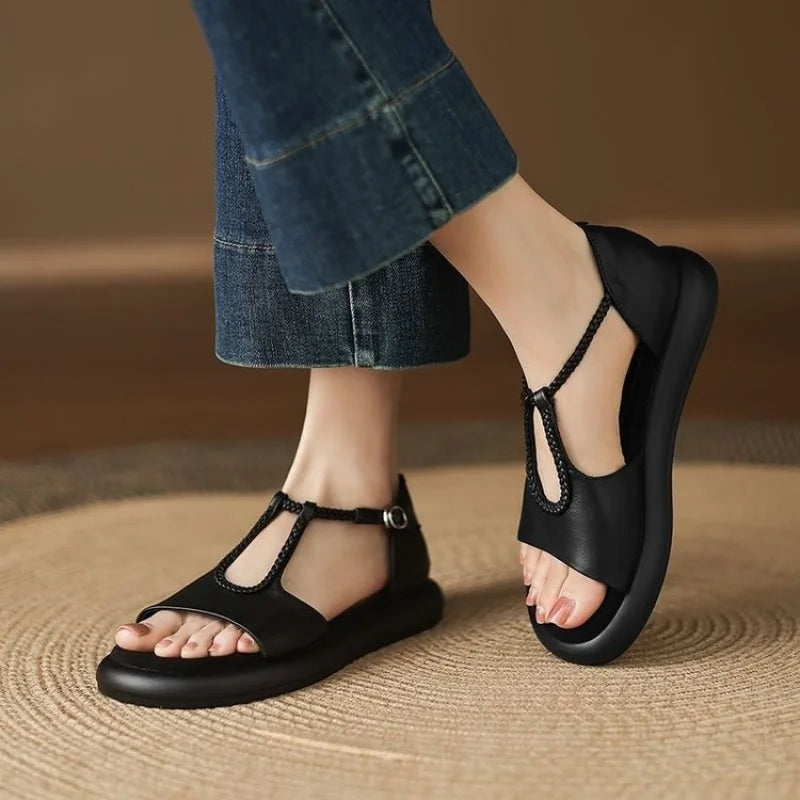 Claudia | Braided Strap Buckle Sandals