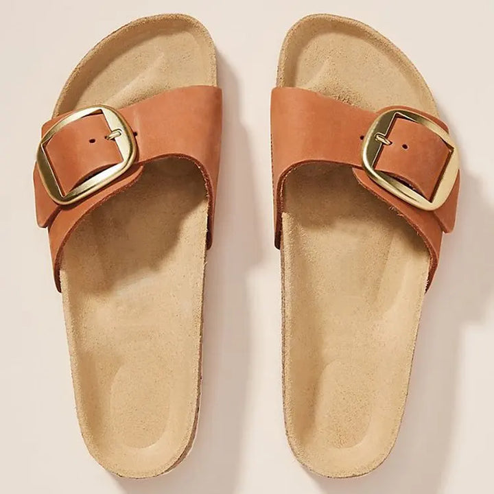 Gwen | Cork Footbed Suede Slides