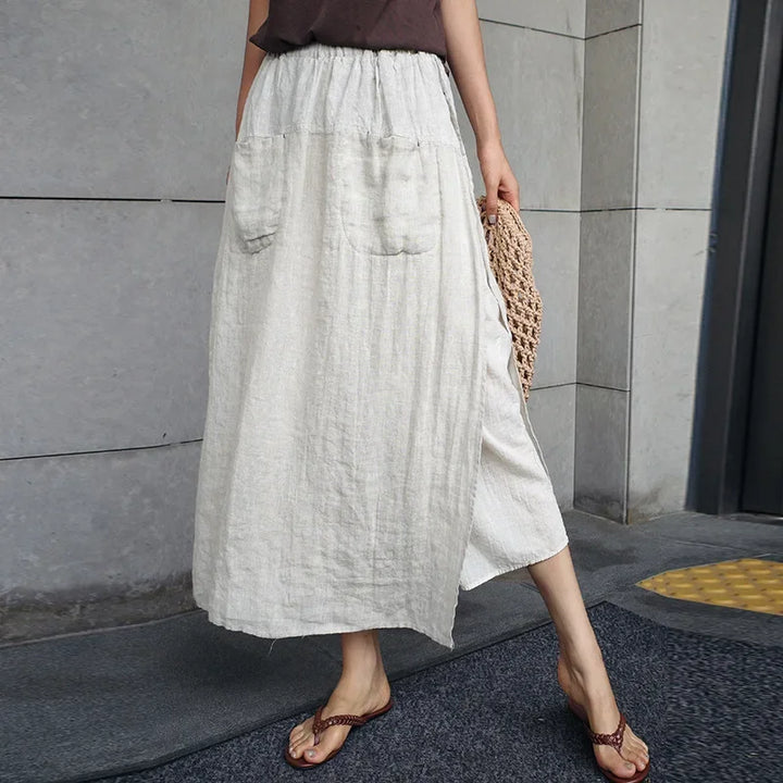 Adelina | Wide Leg 100% Linen Skirt