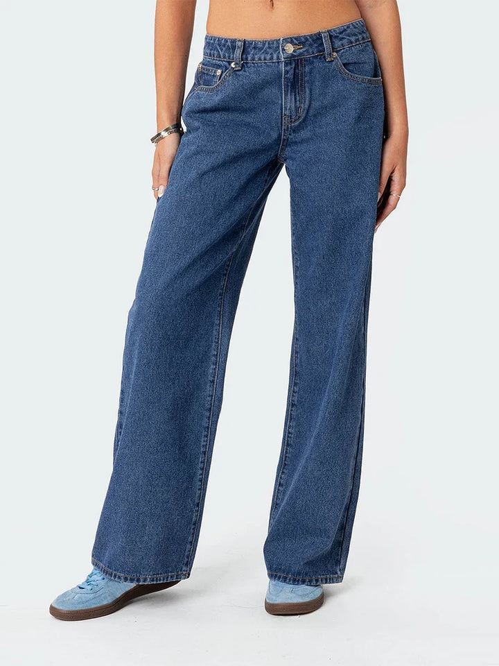 Ines | High Rise Cotton Straight Jeans