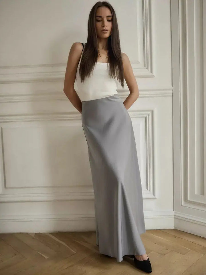 Deborah | Fishtail Hem Satin Maxi Skirt