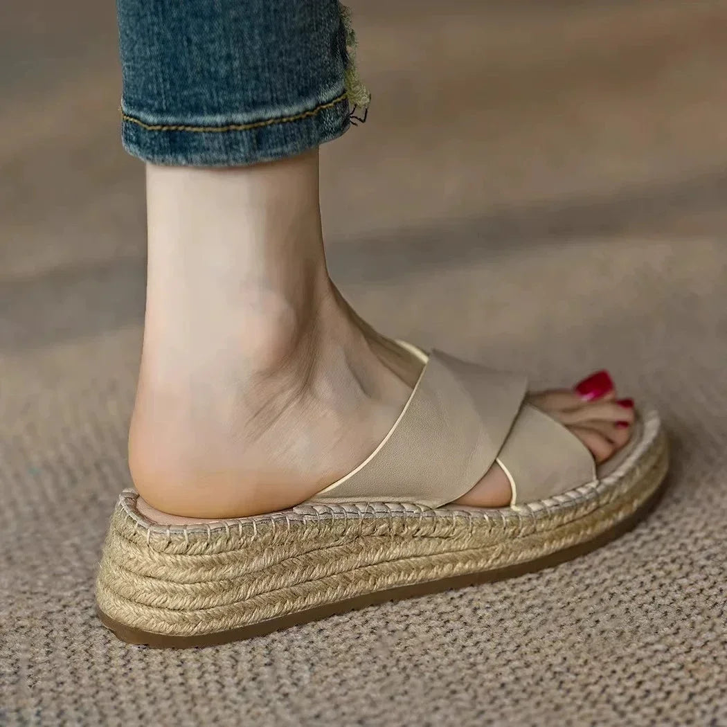 Antonine | Woven Leather Platform Slides