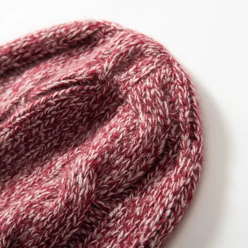 100% Cashmere Cable Knit Beanie