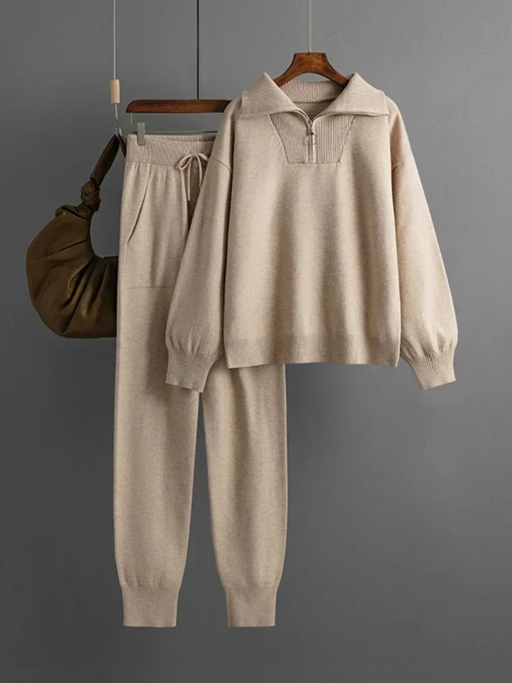 Thomasine | Half Zip Knit Two Piece Set