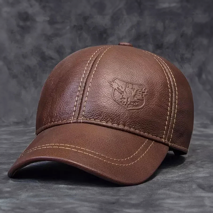 Panelled Leather Flat Cap