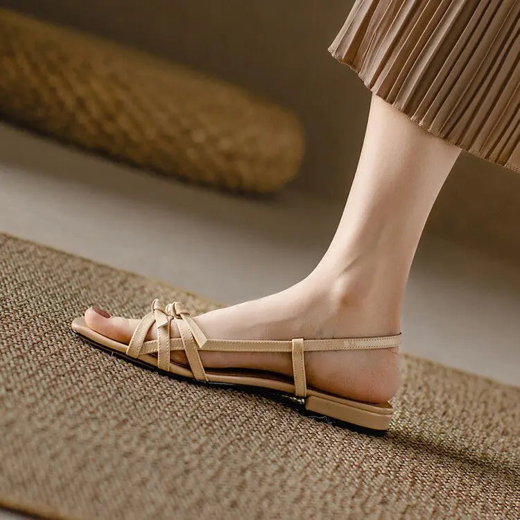 Berangere | Patent Leather Bow Strap Flats