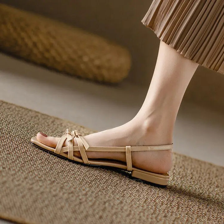 Berangere | Patent Leather Bow Strap Flats