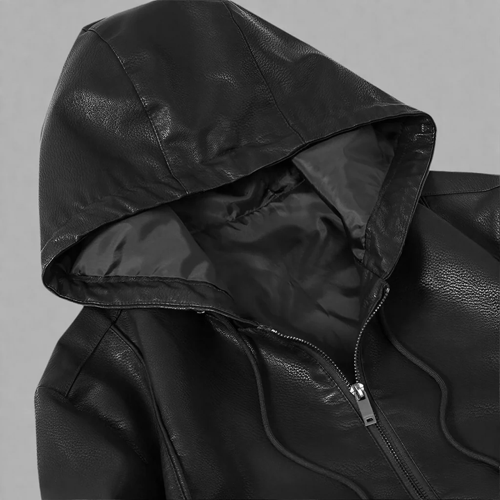 Adelard | Hooded Leather Zip Jacket