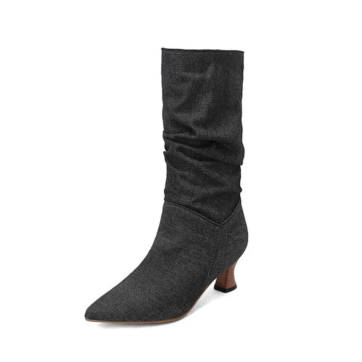 Agathe | Mid-Calf Slip-On Heel Boots
