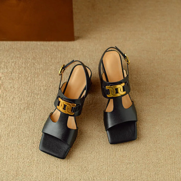 Hortensia | Chain Detail Block Heel Sandals