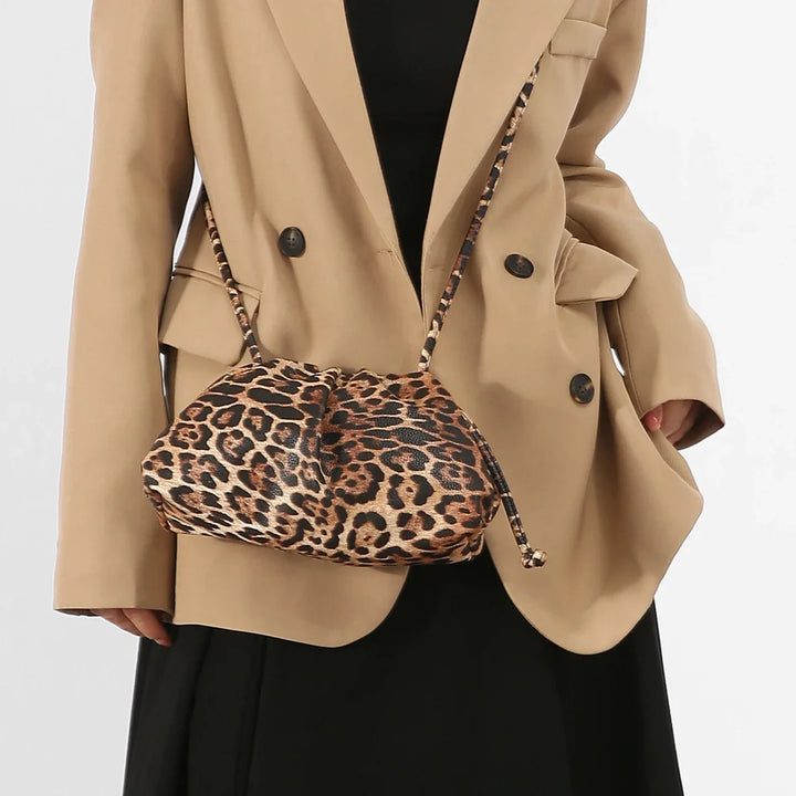 Leopard Print Hasp Clutch, Linen Lined