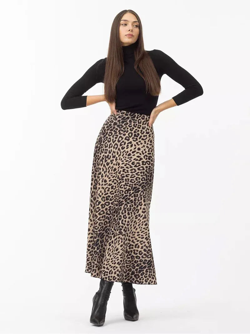 Alexandrine | Leopard Print Satin Skirt