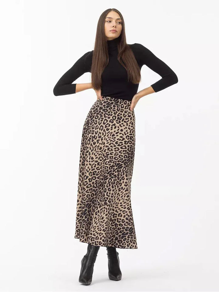 Alexandrine | Leopard Print Satin Skirt