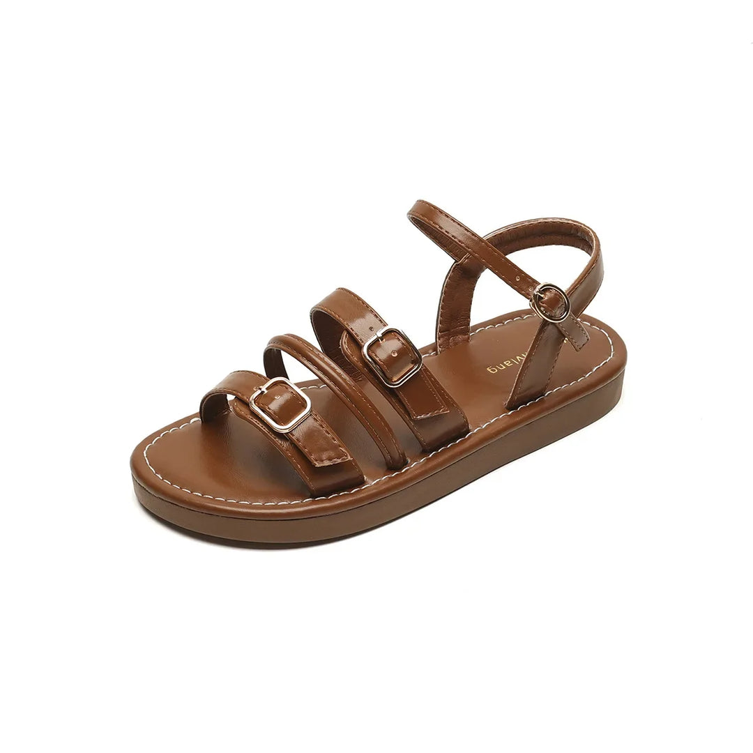 Mabel | Triple Buckle Leather Sandals