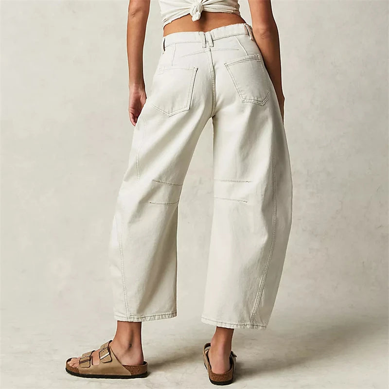 Malvine | Barrel Leg Cotton Denim Jeans