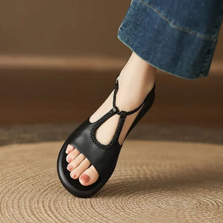 Claudia | Braided Strap Buckle Sandals