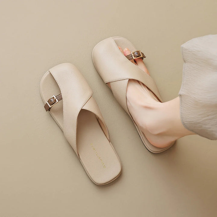 Luella | Sculpted Leather Footbed Sandals