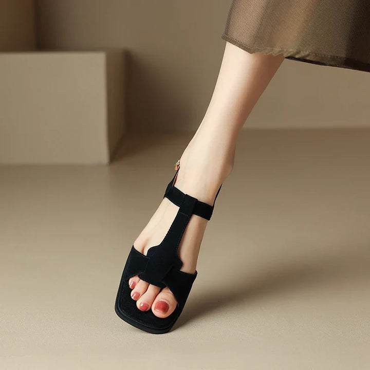 Joyce | Suede T-Strap Block Heels
