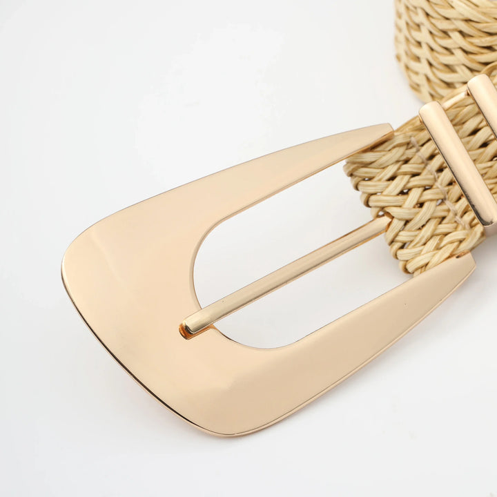 Woven Stretch Belt, Hooked Gold Buckle