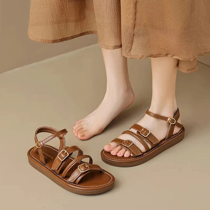 Mabel | Triple Buckle Leather Sandals