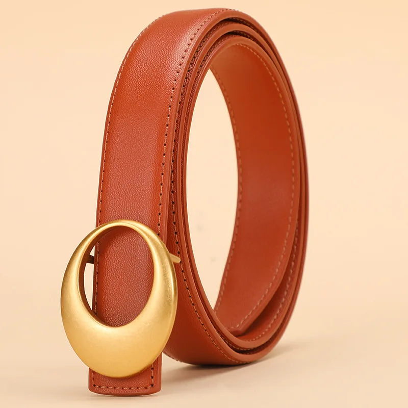 Full Grain Leather Crescent Buckle Belt