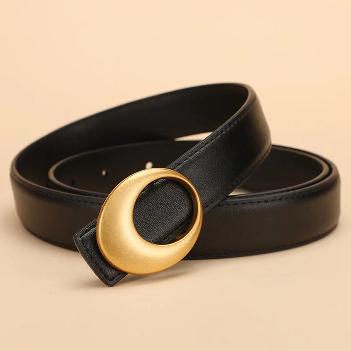 Full Grain Leather Crescent Buckle Belt