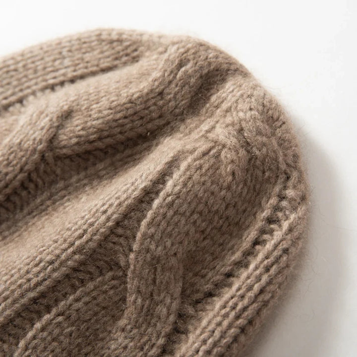 100% Cashmere Cable Knit Beanie