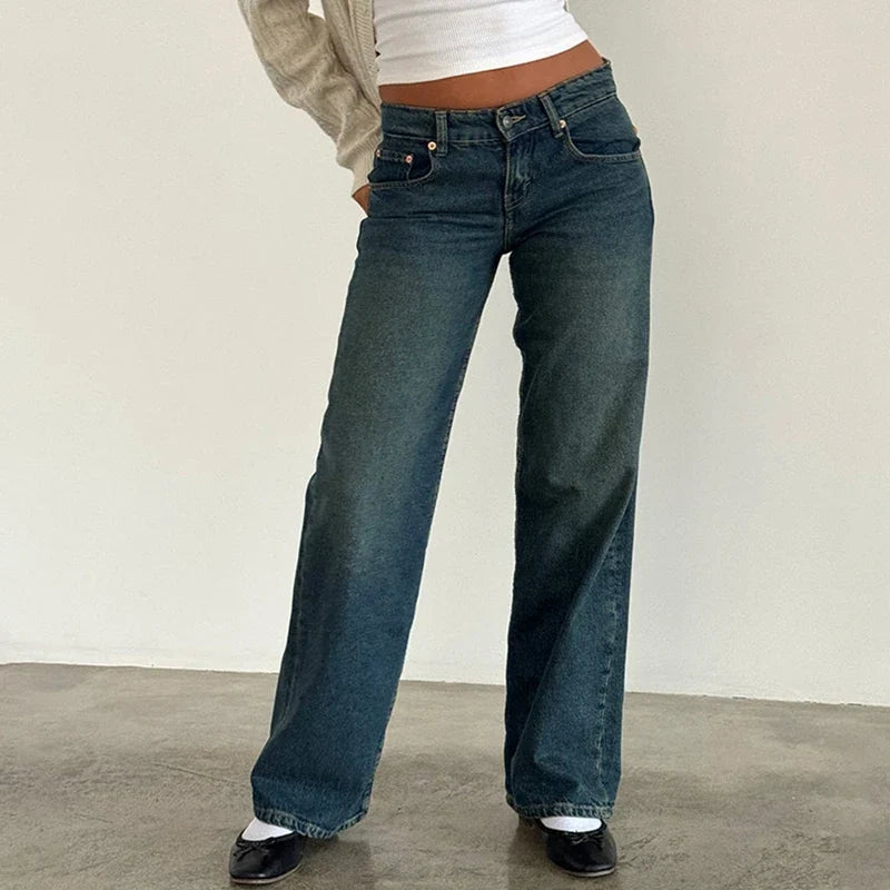 Justina | Mid Rise Wide Leg Jeans