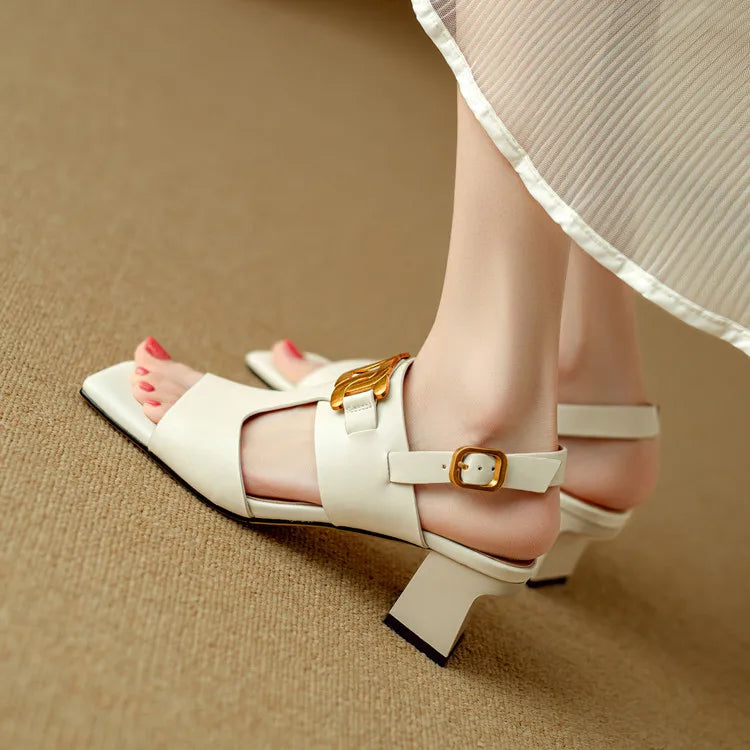 Hortensia | Chain Detail Block Heel Sandals