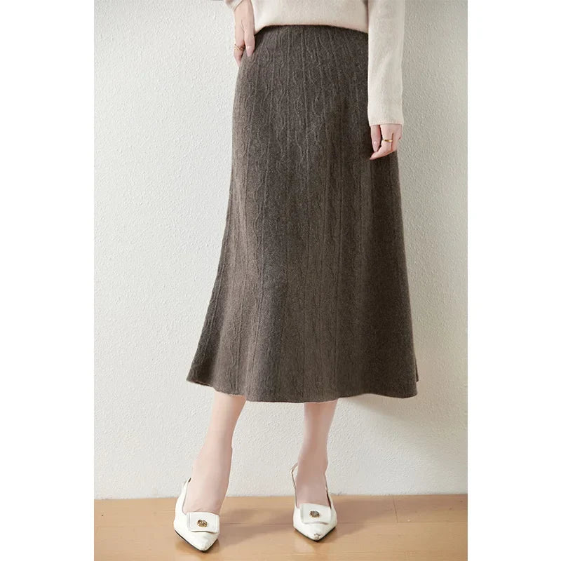 Olympia | Merino Wool Knit A-Line Skirt