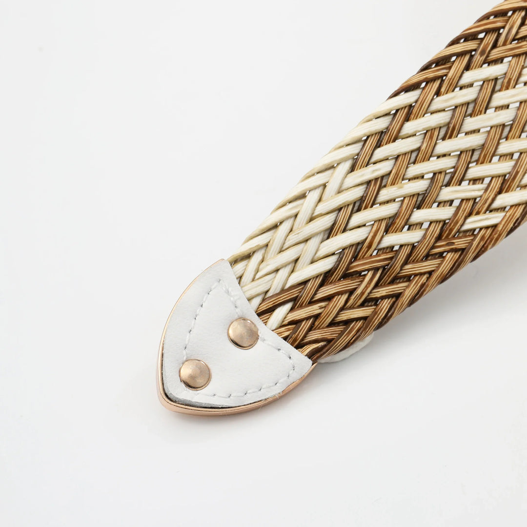 Woven Stretch Belt, Hooked Gold Buckle