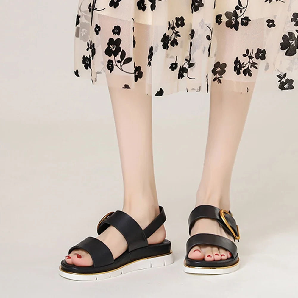 Valeria | Cross Strap Gold Buckle Sandals