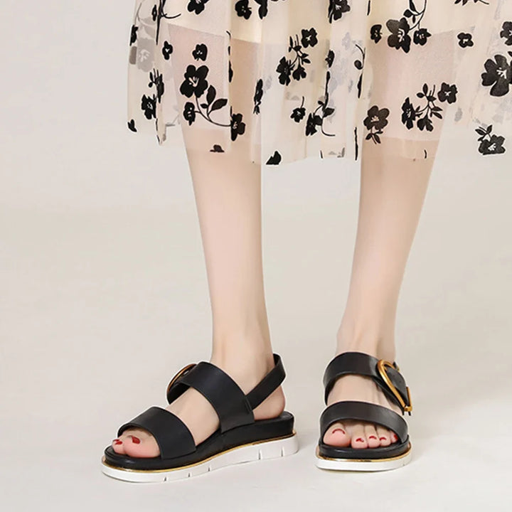 Valeria | Cross Strap Gold Buckle Sandals