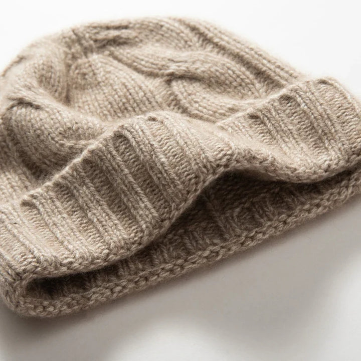 100% Cashmere Cable Knit Beanie