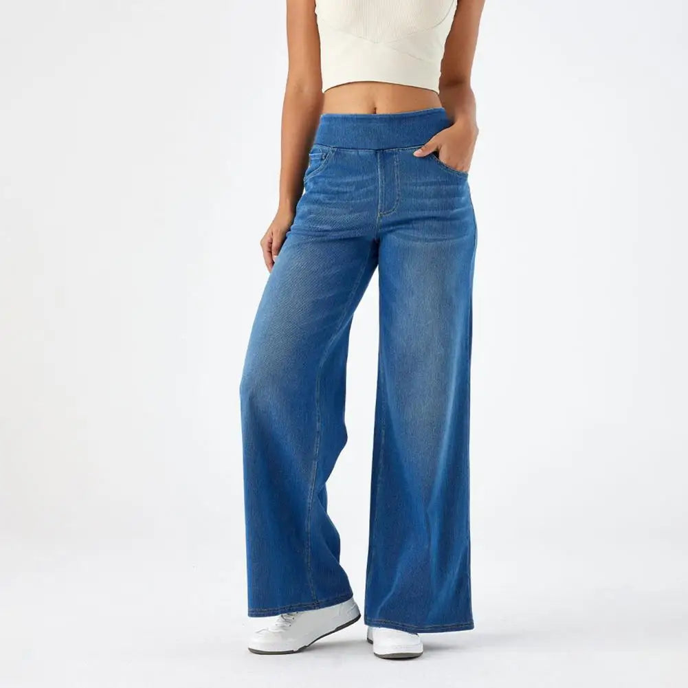 Michelle | Pull On Elastic Waist Wide Jeans
