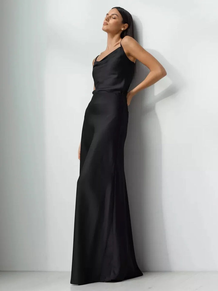 Deborah | Fishtail Hem Satin Maxi Skirt