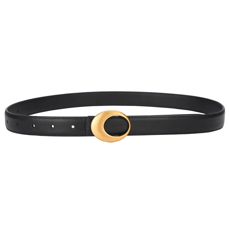 Full Grain Leather Crescent Buckle Belt