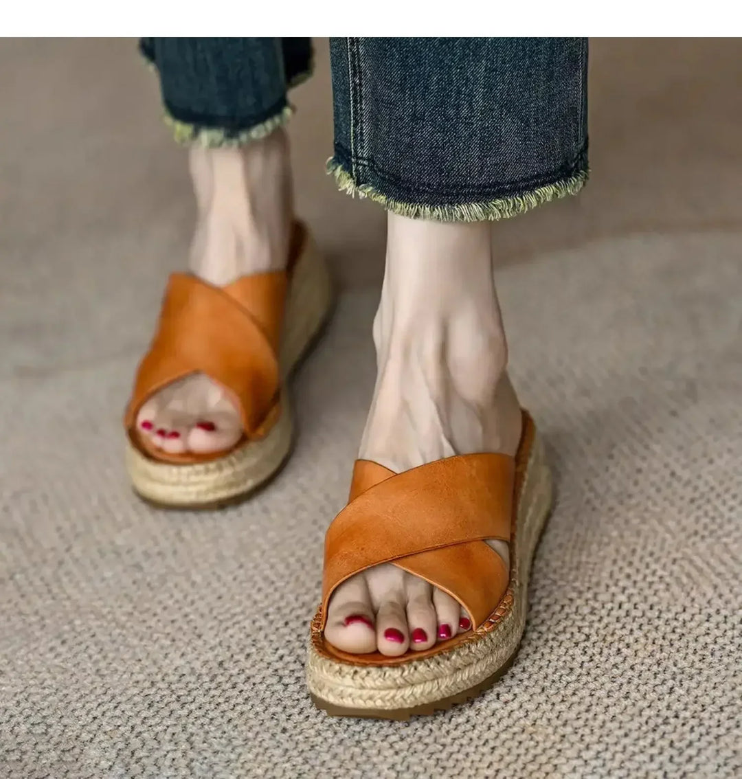 Antonine | Woven Leather Platform Slides