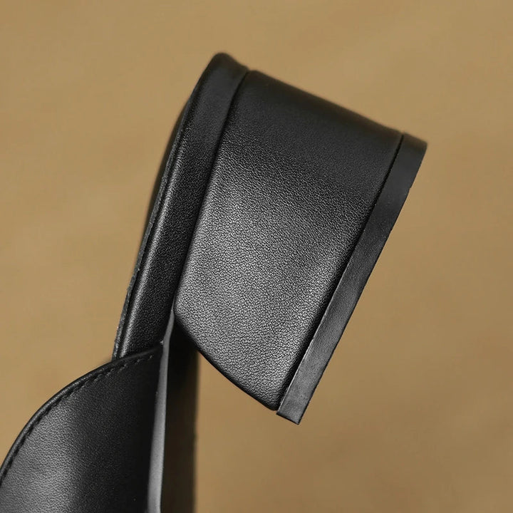 Gerardine | Leather Buckle Mid Heel Slides