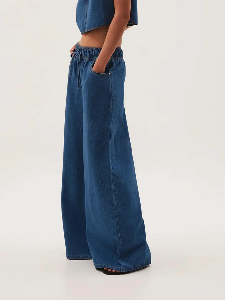 Mariange | Drawstring Wide Leg Denim Jeans