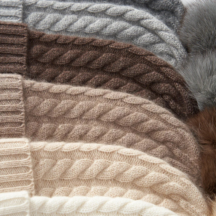 Fine Knit Cashmere Pom Beanie