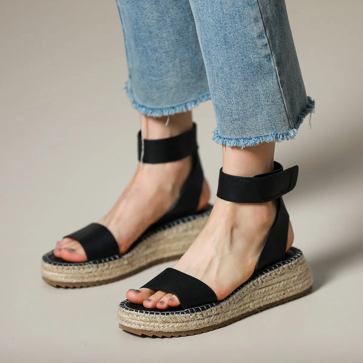 Zulma | Leather Strap Platform Espadrilles