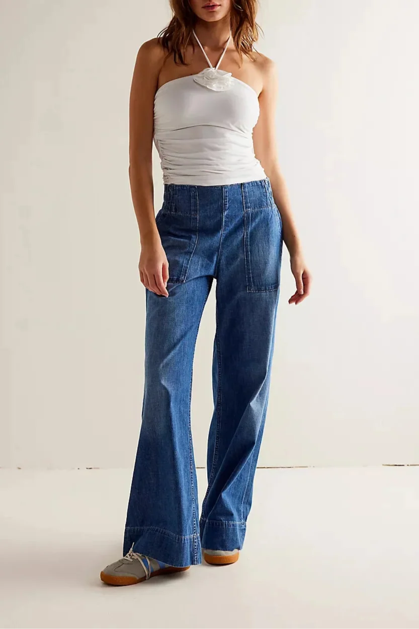 Melina | Loose Fit High Rise Wide Jeans