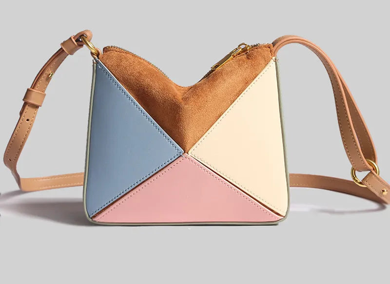 Faceted Panel Structured Handbag