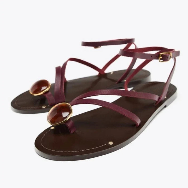 Lenora | Stone Set Ankle Strap Sandals