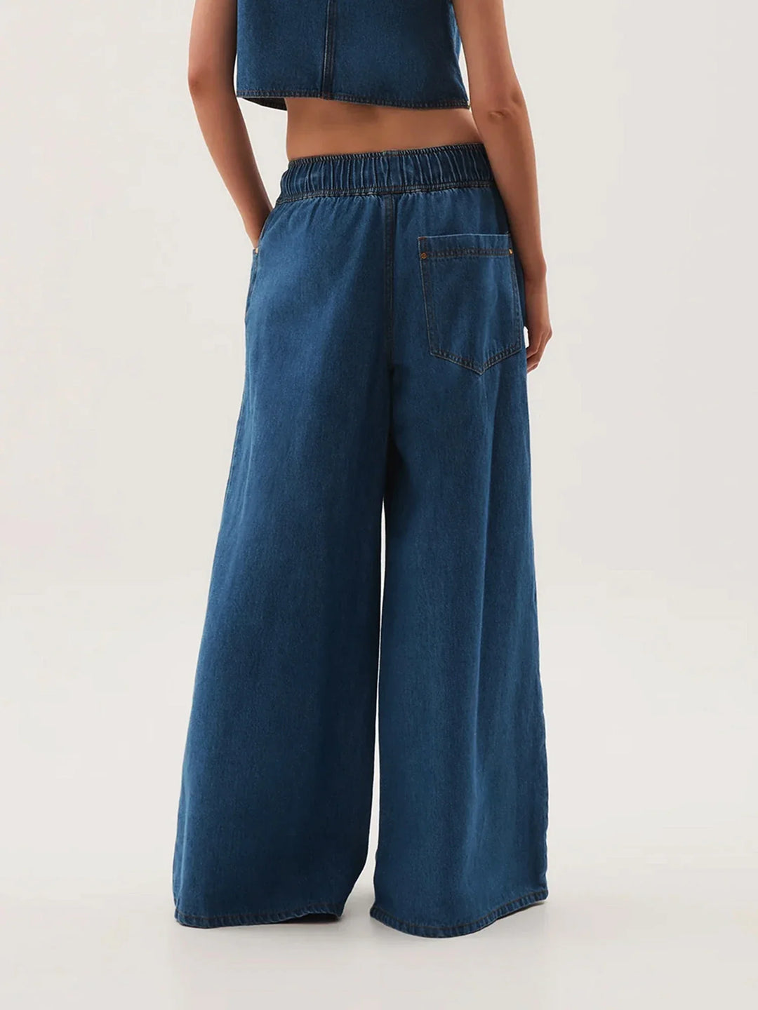 Mariange | Drawstring Wide Leg Denim Jeans