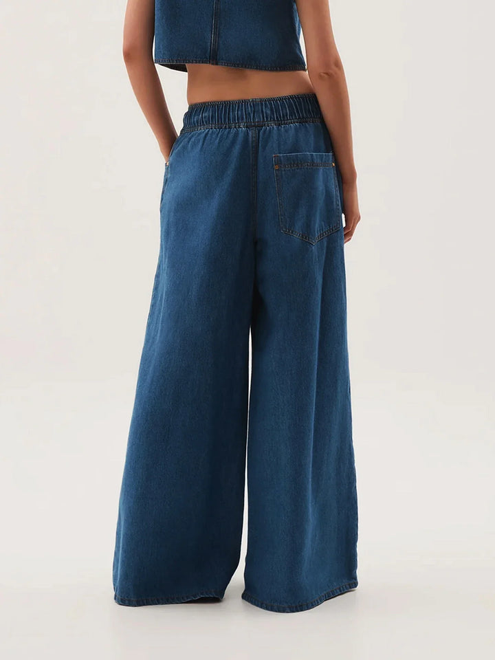 Mariange | Drawstring Wide Leg Denim Jeans