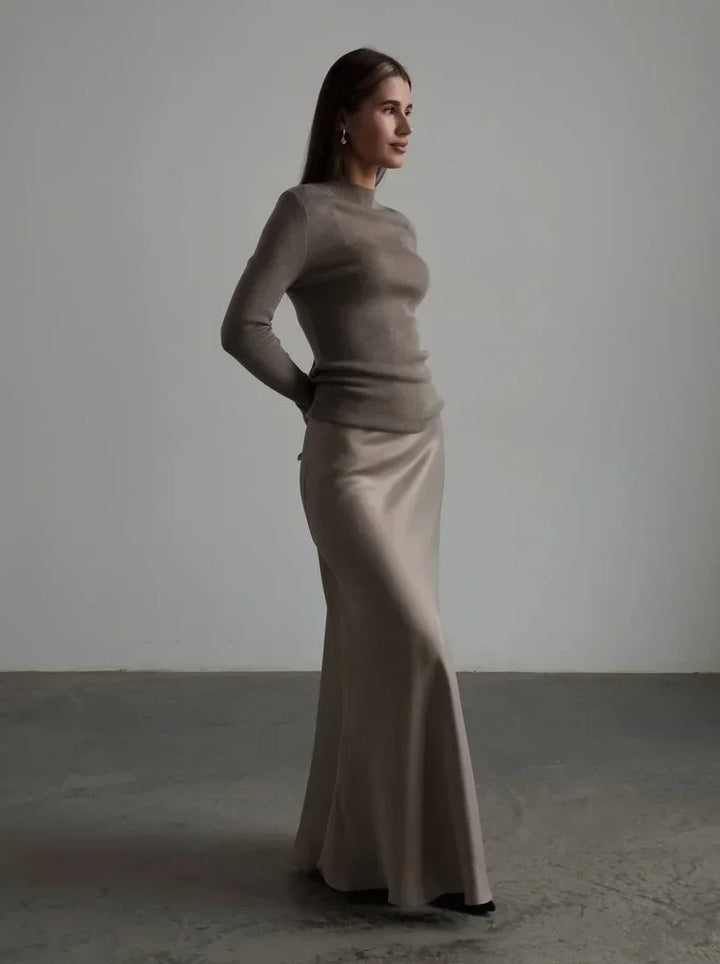 Deborah | Fishtail Hem Satin Maxi Skirt