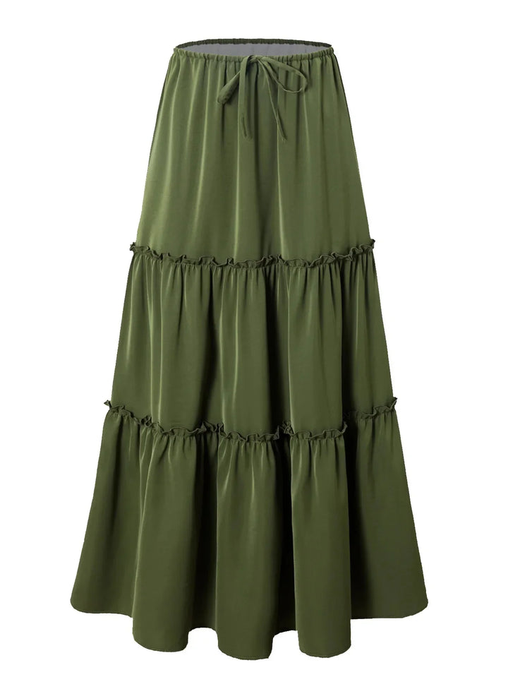 Vivian | 100% Cotton Drawstring Maxi Skirt